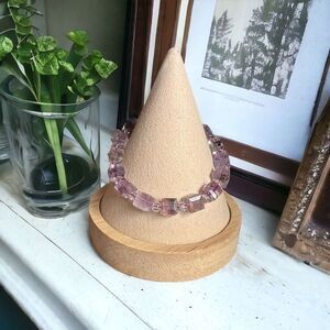 Amethyst‎ Crystal Cubed Stretchy Bracelet (#2)